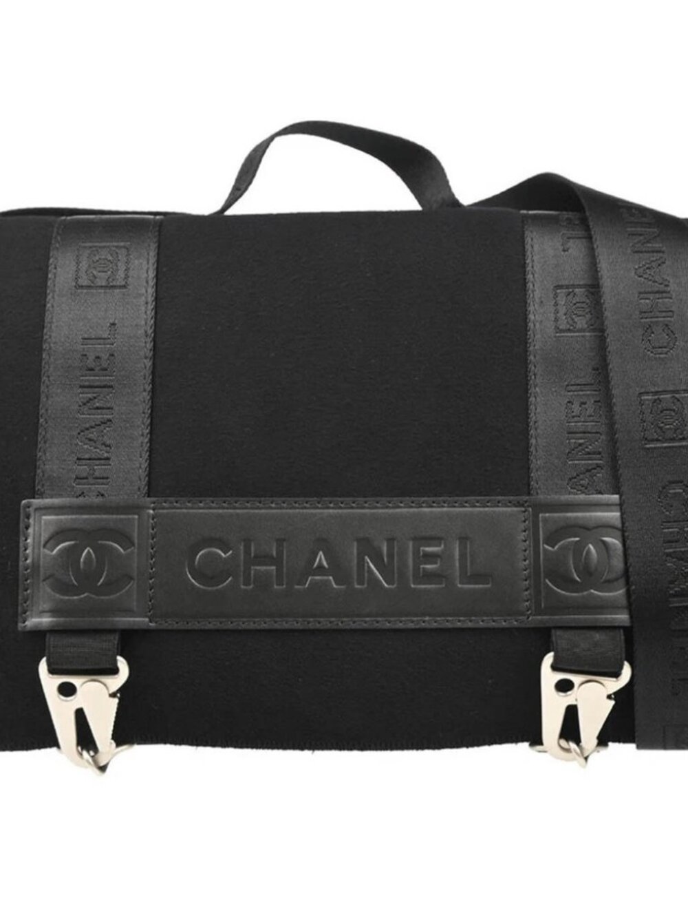 Chanel Black Felt Nylon Sport Line 2way Handbag